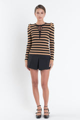 Stripe Bow Knit Top