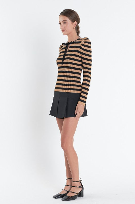 Stripe Bow Knit Top