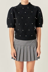 Mock Neck Ribbed Embellished Top (2 Color Ways)