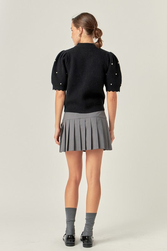 Mock Neck Ribbed Embellished Top (2 Color Ways)
