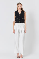 Ribbed Chain Detail Vest