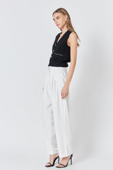 Ribbed Chain Detail Vest