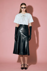 Pu High Waisted Midi Skirt