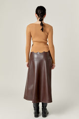 Pu High Waisted Midi Skirt