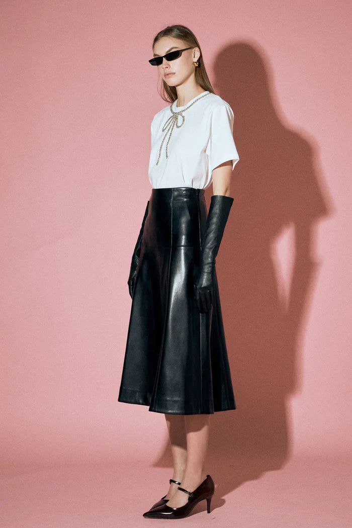 Pu High Waisted Midi Skirt