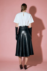 Pu High Waisted Midi Skirt