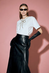 Pu High Waisted Midi Skirt