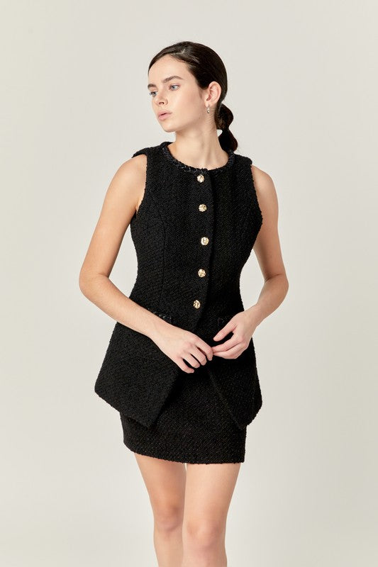 Tweed Long Vest