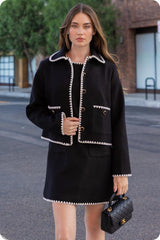 Contrast Embroidery Bouclé Jacket