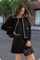 Contrast Embroidery Bouclé Jacket