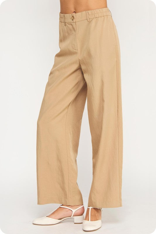 Lyocell Twill Straight-Leg Pants