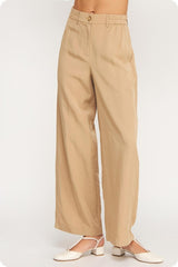 Lyocell Twill Straight-Leg Pants