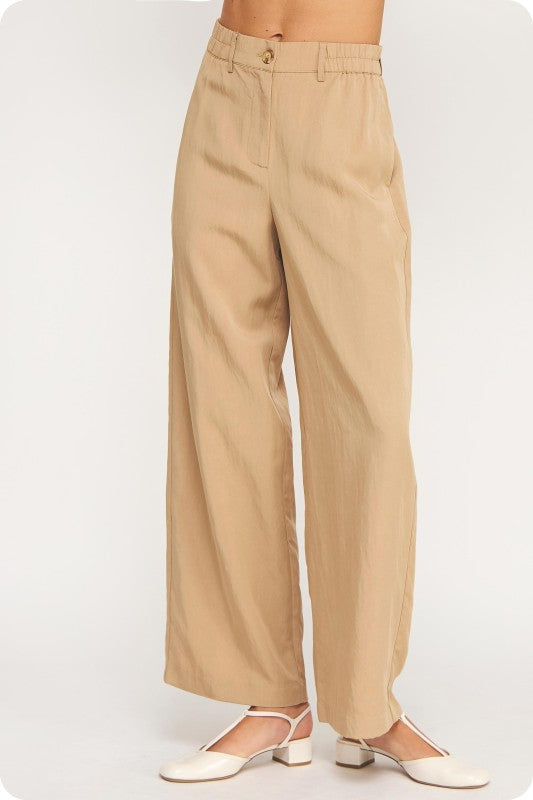 Lyocell Twill Straight-Leg Pants