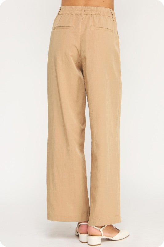 Lyocell Twill Straight-Leg Pants