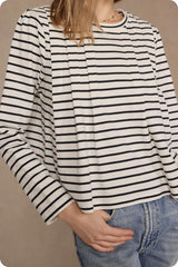 Striped Padded Pintuck Pleat Top