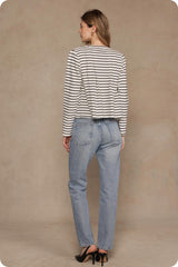 Striped Padded Pintuck Pleat Top