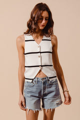 Striped Sleeveless Knit Vest