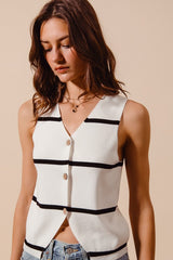 Striped Sleeveless Knit Vest