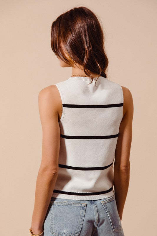 Striped Sleeveless Knit Vest