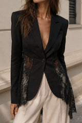 Lace Panel Tailored Blazer (2 Color Ways)