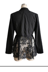 Lace Panel Tailored Blazer (2 Color Ways)
