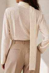 Polka Dot Tie-Neck Blouse