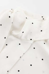 Polka Dot Tie-Neck Blouse