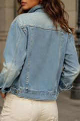 Denim Asymmetric Stand Collar Jacket
