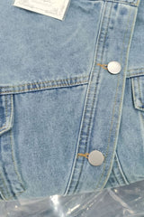 Denim Asymmetric Stand Collar Jacket