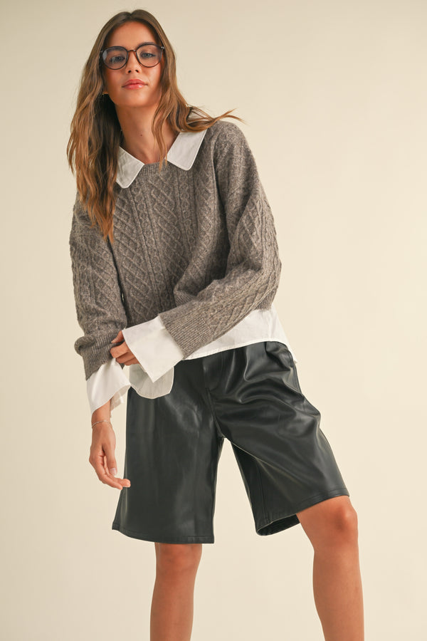 Long Sleeve Sweater and Shirt Combo