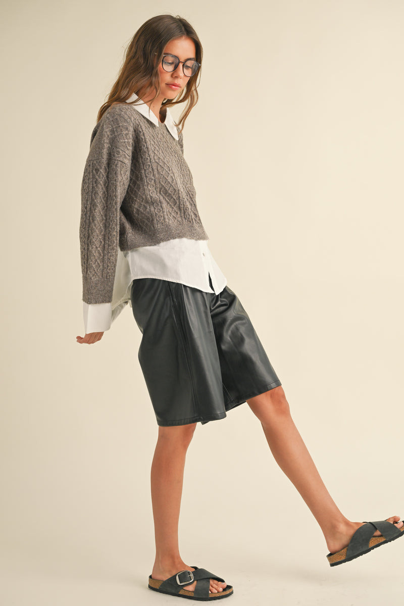 Long Sleeve Sweater and Shirt Combo