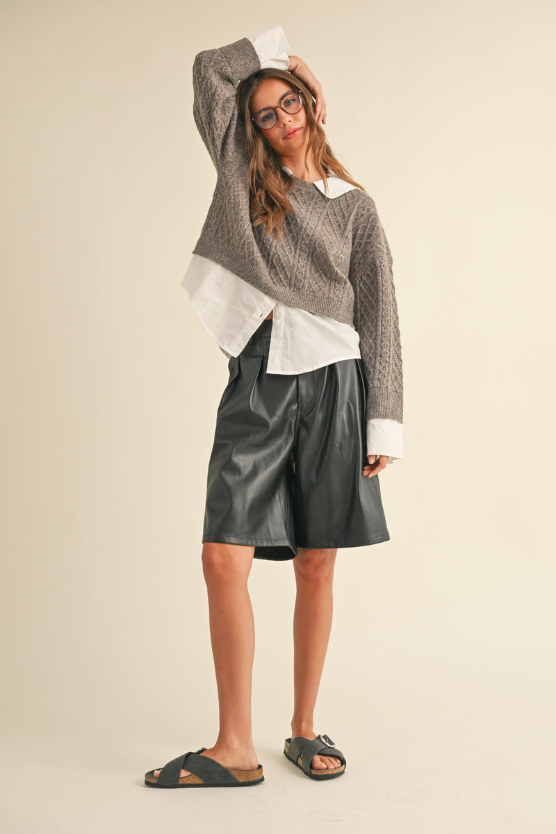Long Sleeve Sweater and Shirt Combo