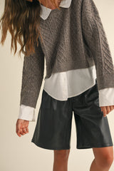 Long Sleeve Sweater and Shirt Combo