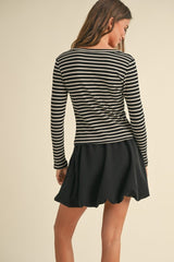 Striped Ribbed Long Sleeve Top (2 Color Ways)