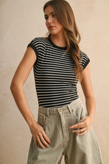 Striped Ribbed Knit Bodysuit