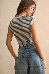 Striped Ribbed Knit Bodysuit