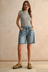 Striped Ribbed Knit Bodysuit