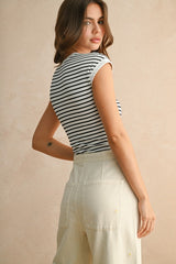 Striped Ribbed Knit Bodysuit