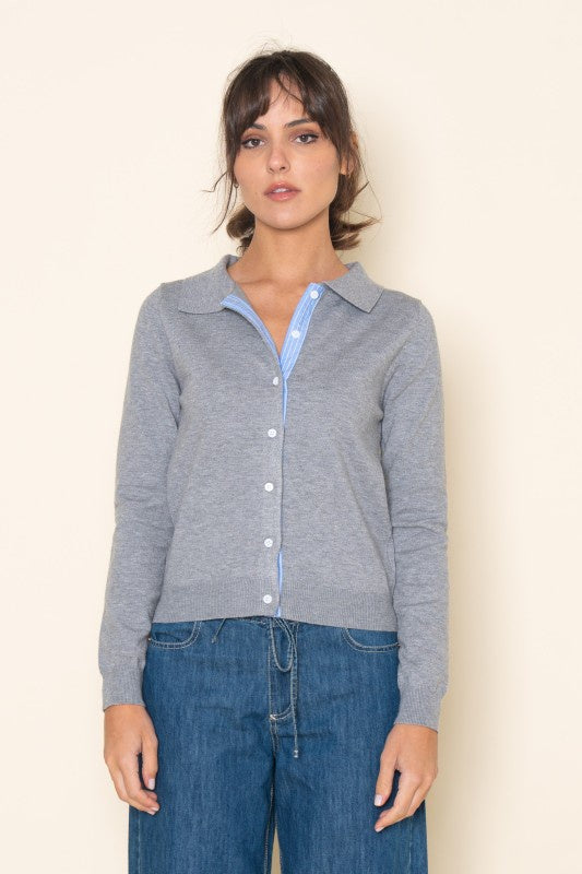 Chic Collared Button-Front Sweater