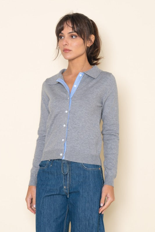 Chic Collared Button-Front Sweater
