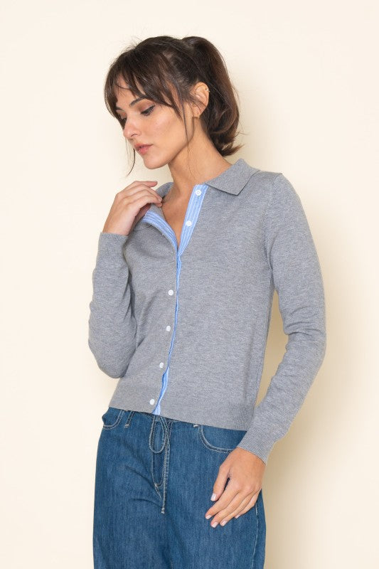 Chic Collared Button-Front Sweater