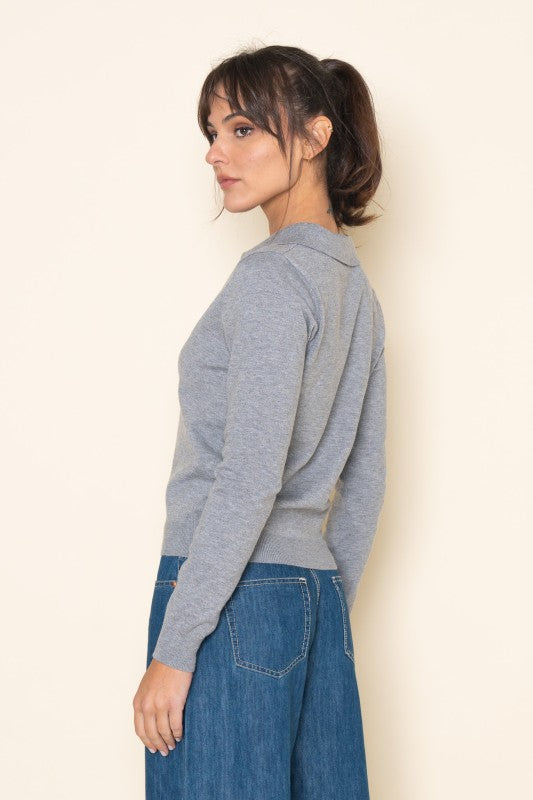 Chic Collared Button-Front Sweater