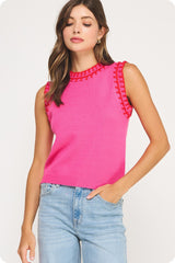Pop Trim Knit Sweater Vest