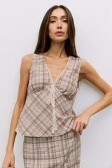 Paxton Sleeveless Blouse With Lace Trim