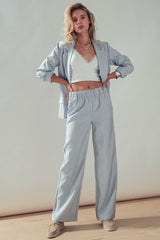 Full Elastic Waistband Wide Leg Trouser