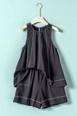 Chic Contrast Stitch Two-Piece Set