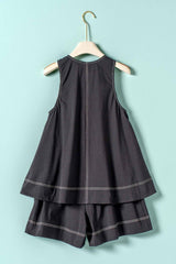 Chic Contrast Stitch Two-Piece Set