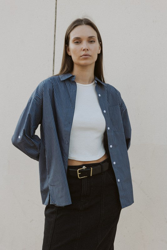 Pinstripe Button-Down Shirt (2 Color Ways)