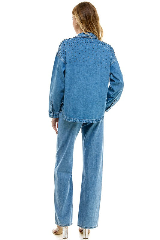 Oversized Zip-Up Denim Jacket