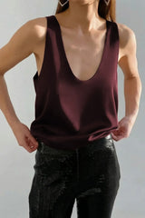 Satin Sleeveless T-Shirt Tank Top